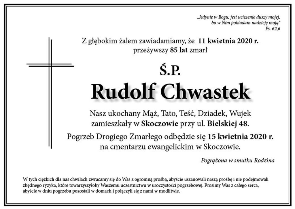 nekrolog: śp. Rudolf Chwastek