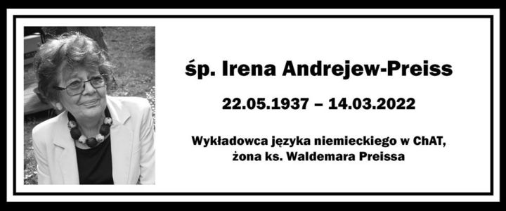 Zmarła śp. pastorowa Irena Andrejew-Preiss
