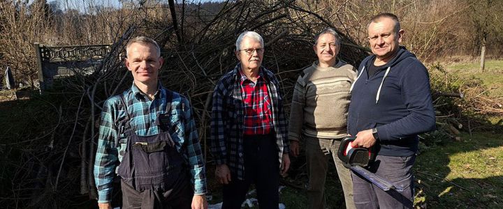 Wycinanie krzewów i samosiejek przy plebanii w Skoczowie